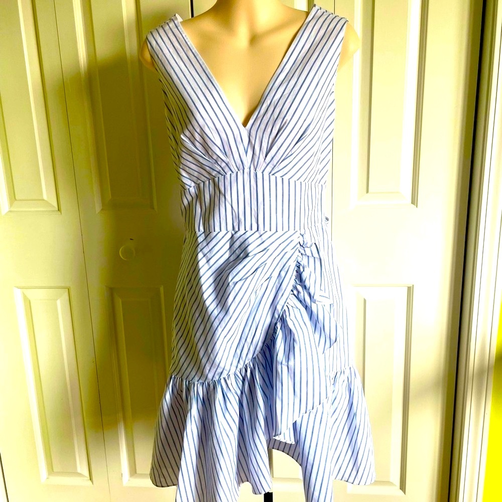 Rebecca Taylor Stripped Cotton Ruffled Dress 0 NWT $395